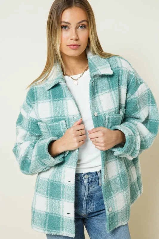 Eva Button Down Plaid Shacket