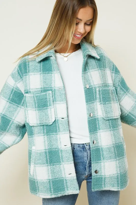 Eva Button Down Plaid Shacket