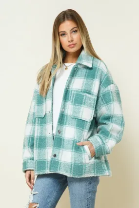 Eva Button Down Plaid Shacket