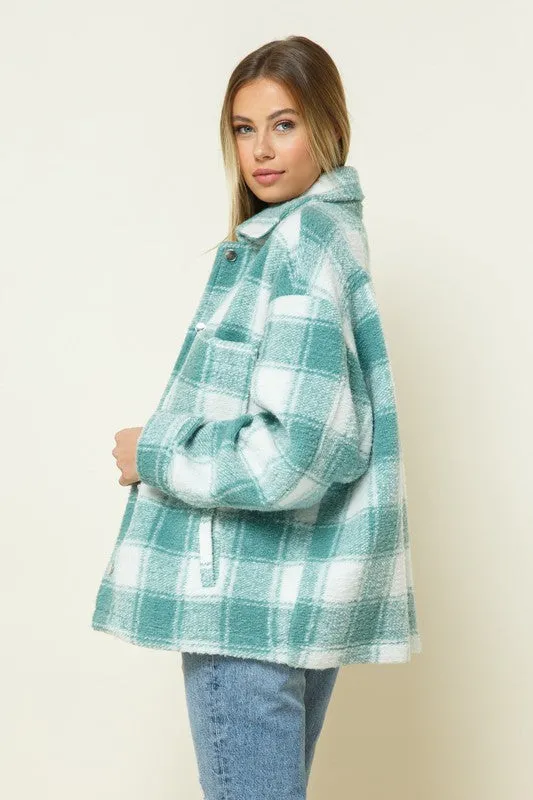 Eva Button Down Plaid Shacket