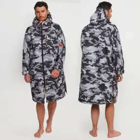 Fleece-Lined Hot Tub Changing Robe | Waterproof & Windproof | Unisex | Grey Camouflage