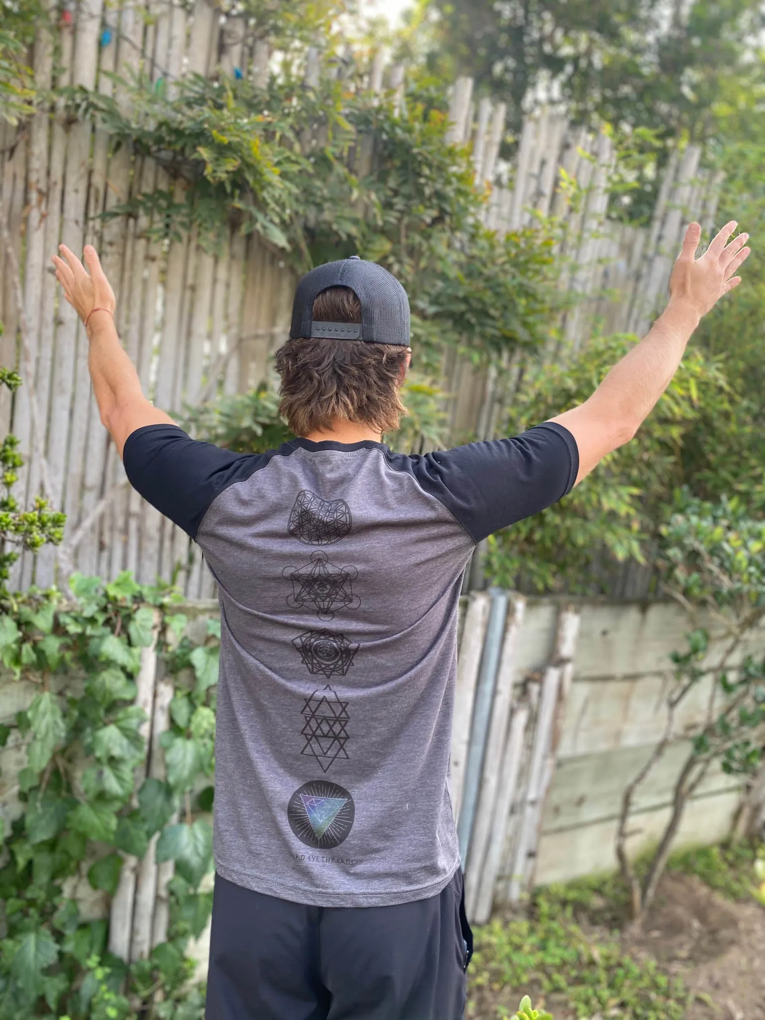 Flower Of Life With Sacred Geometry On Short Sleeve Raglan