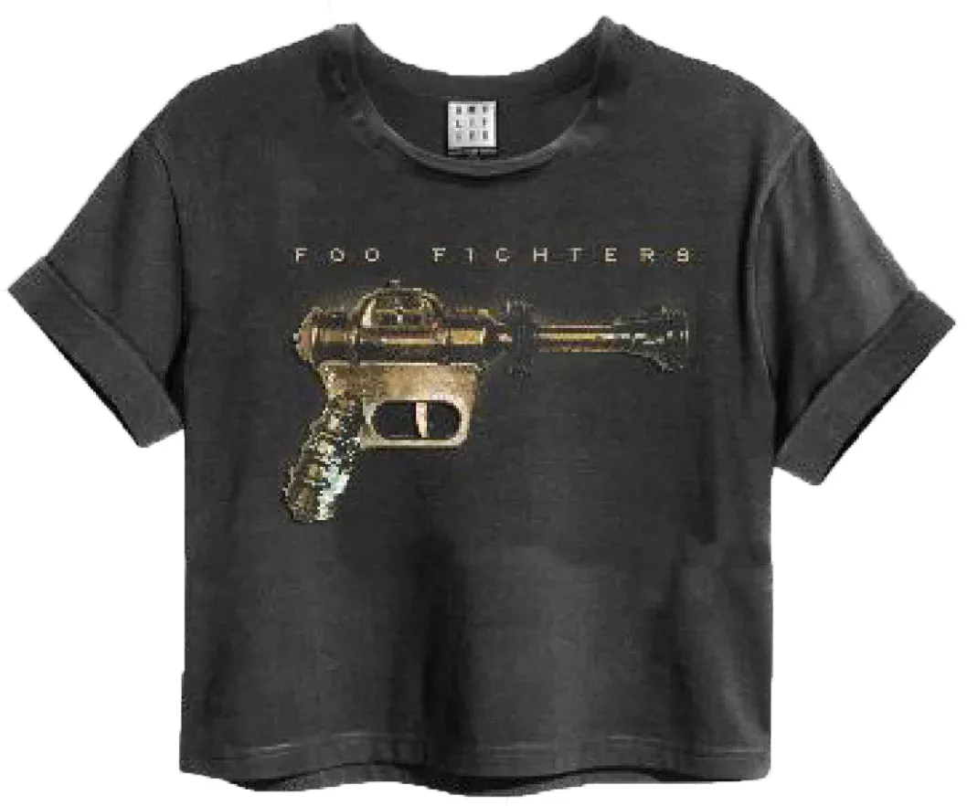 Foo Fighters Crop Top T Shirt - Charcoal