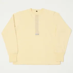 Freewheelers Henley Necked Long Sleeve Shirt - Straw Cream