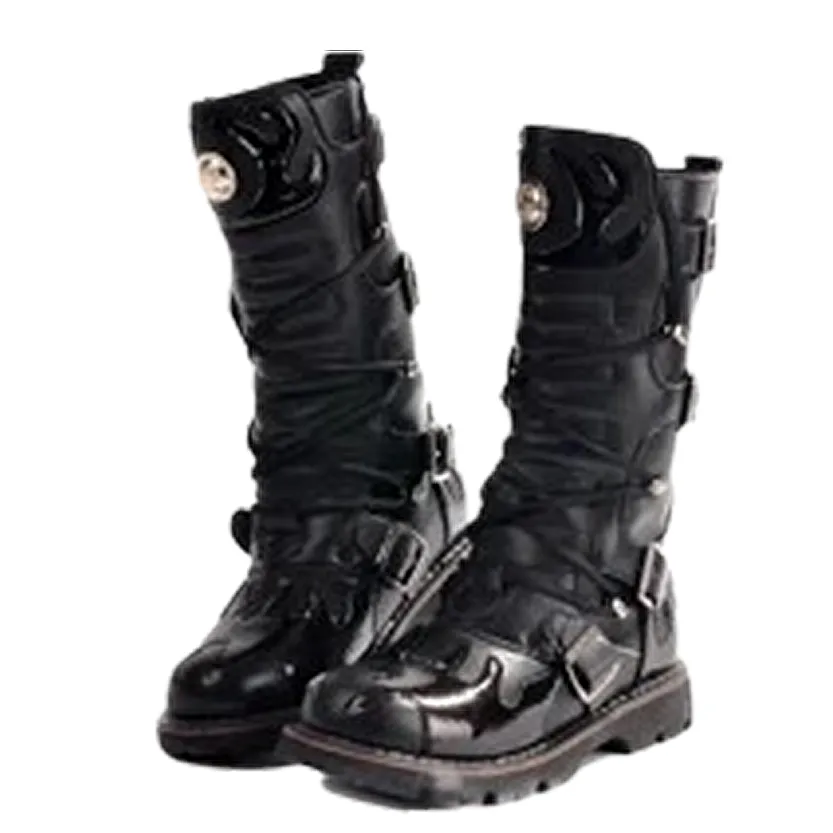 Funki Buys | Boots | Men's Knee-High Combat Motorcycle Boots