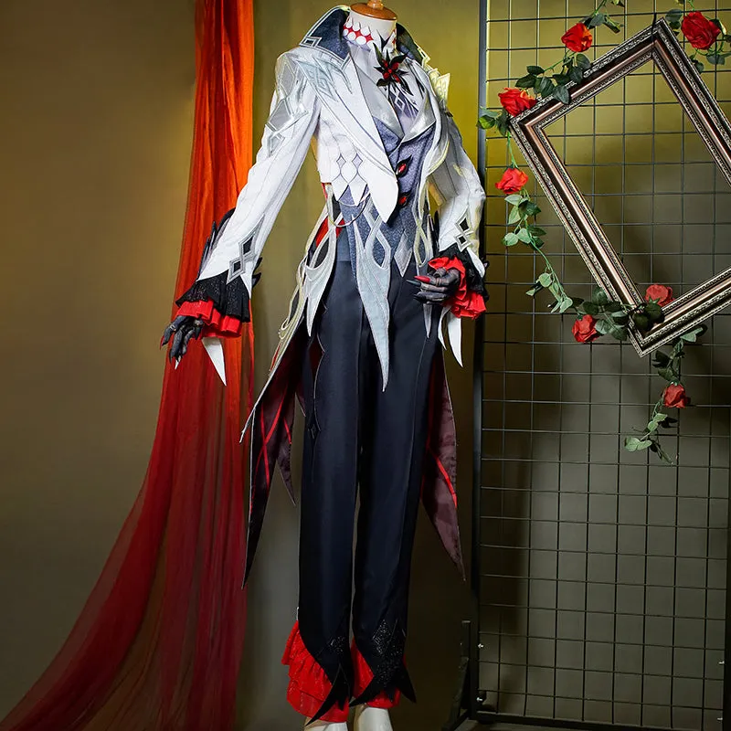 Genshin Impact the Eleven Fatui Harbingers The Knave The Servant Arlecchino Cosplay Costume SR