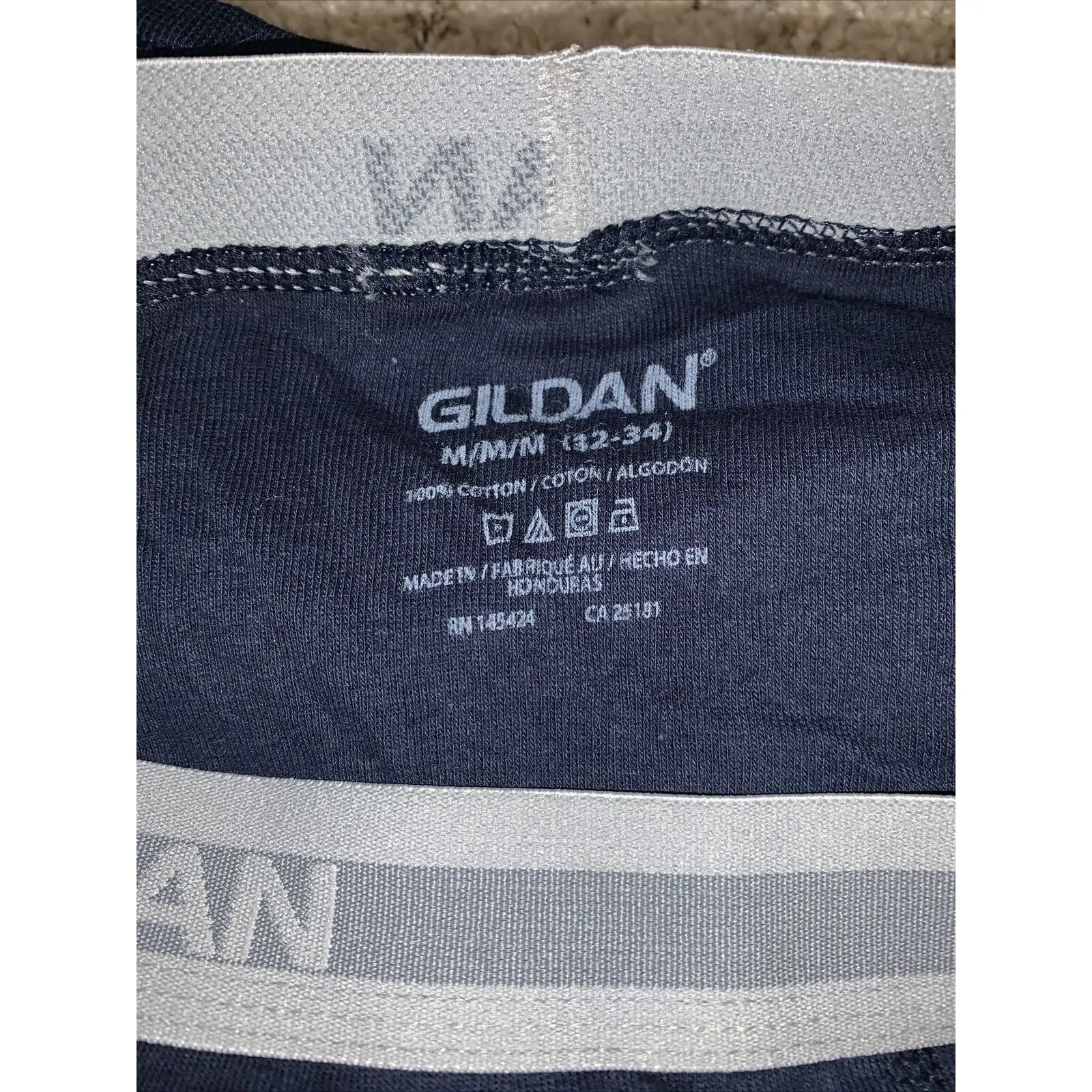 Gildan Men’s Boxer Briefs Medium Navy Blue 100% Cotton