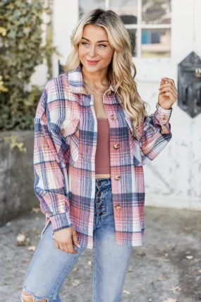 Good Guess Pink Multi Oversized Plaid Shacket FINAL SALE