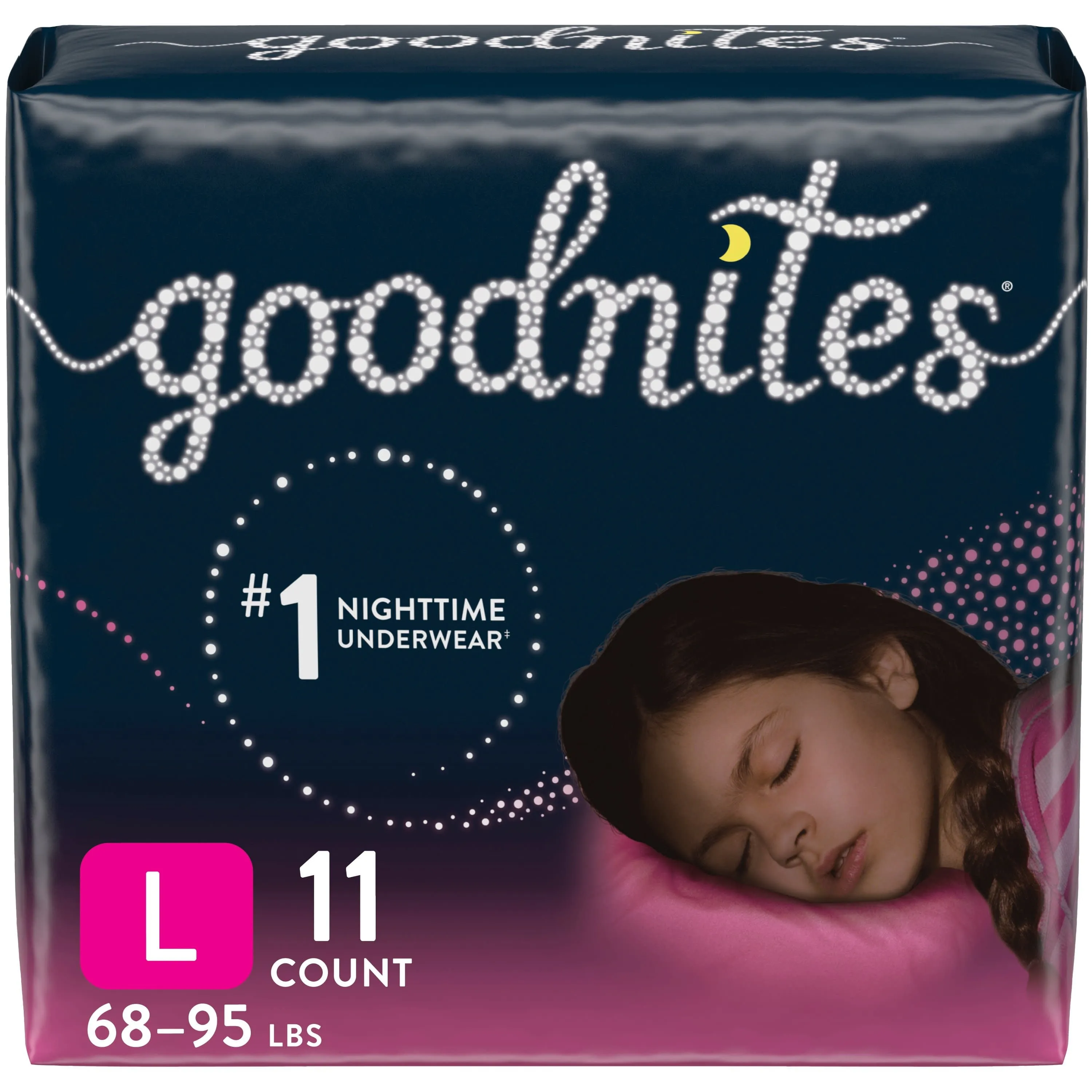 Goodnites Nighttime Bedwetting Underwear for Girls, L, 11 Ct