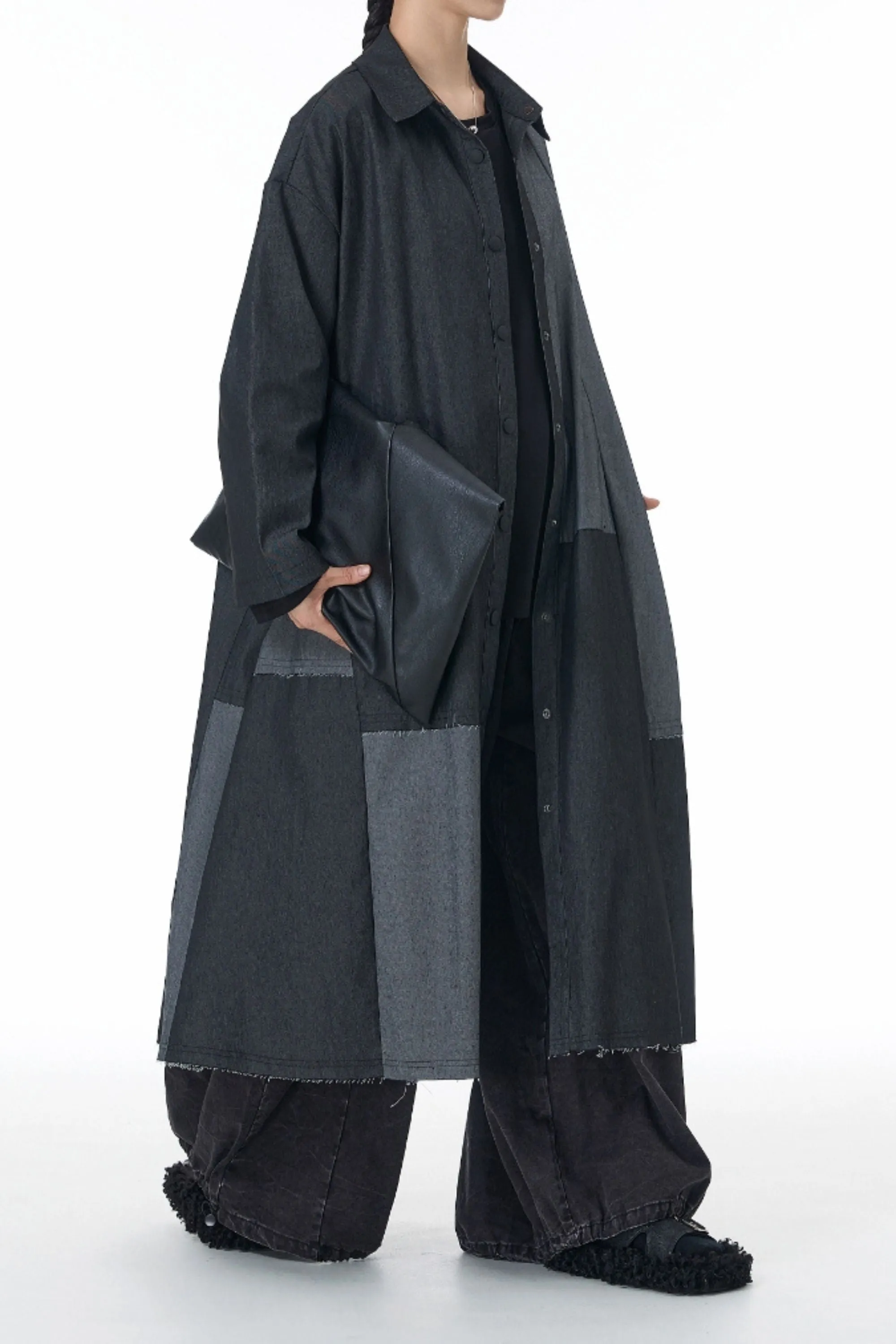 GreyOut Denim Trench