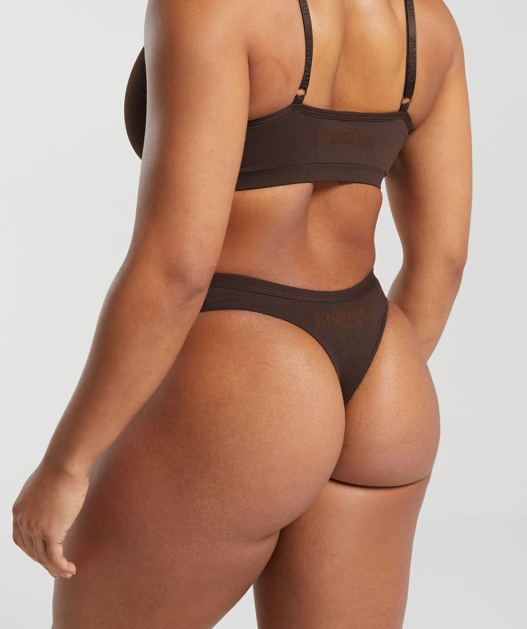 Gymshark Seamless Dipped Front Thong - Archive Brown