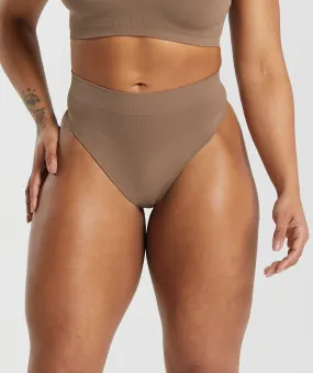 Gymshark Seamless High Waisted Thong - Soul Brown