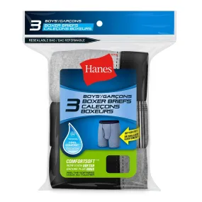 Hanes Boy's Cool Comfort Boxer Briefs, Medium, Assorted Colours, 3-Pack