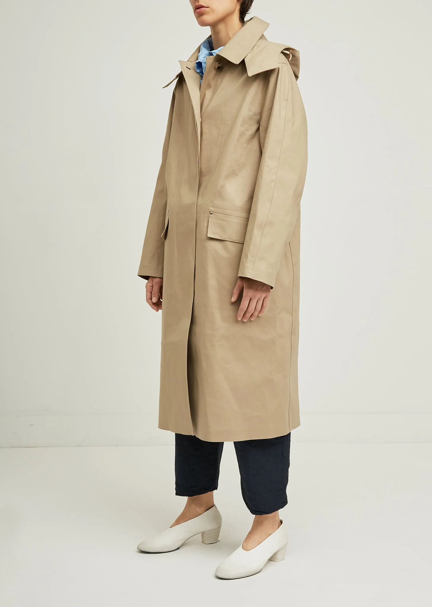 Hooded Cotton Trench Coat