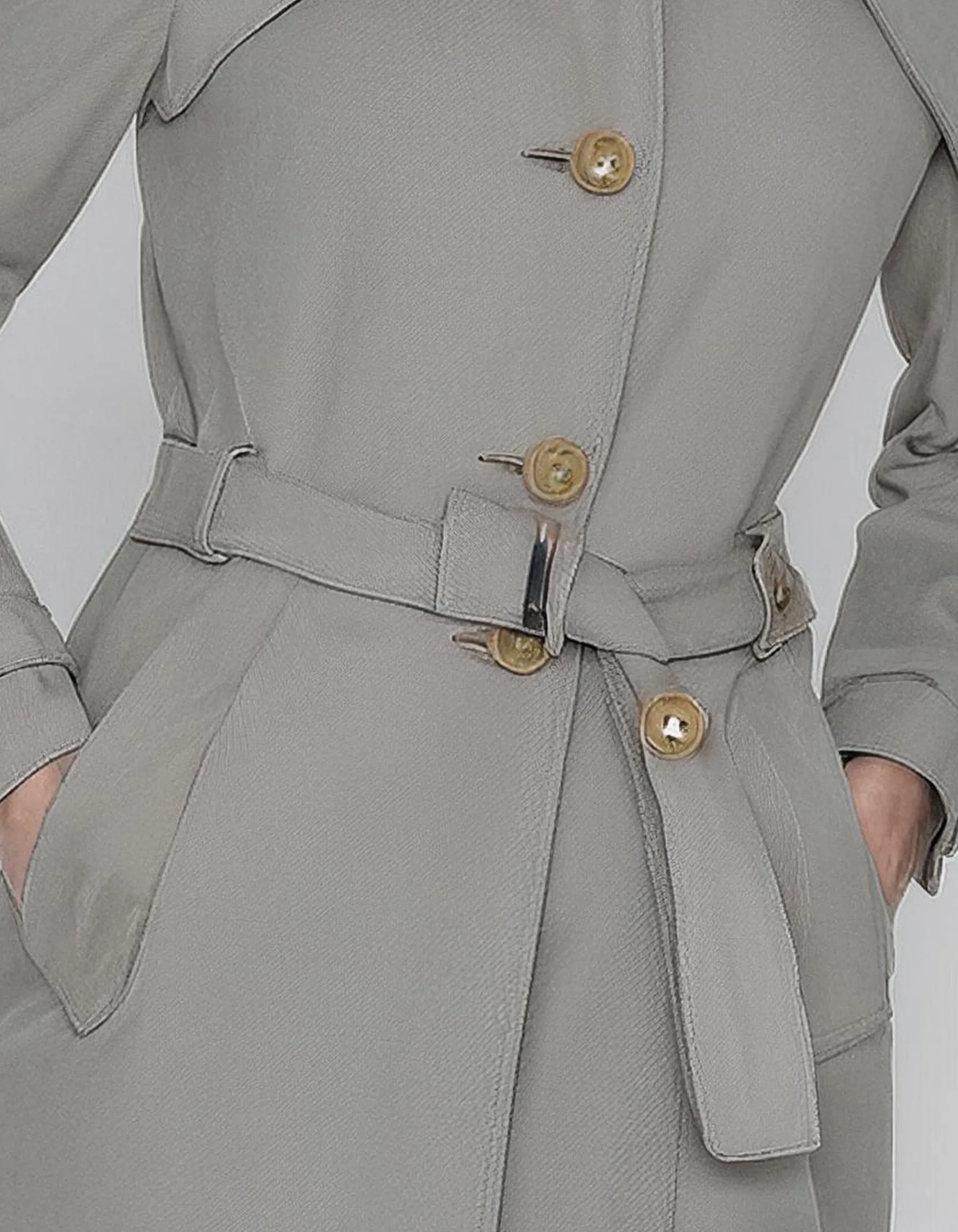 Light Gray Belted Trench Coats