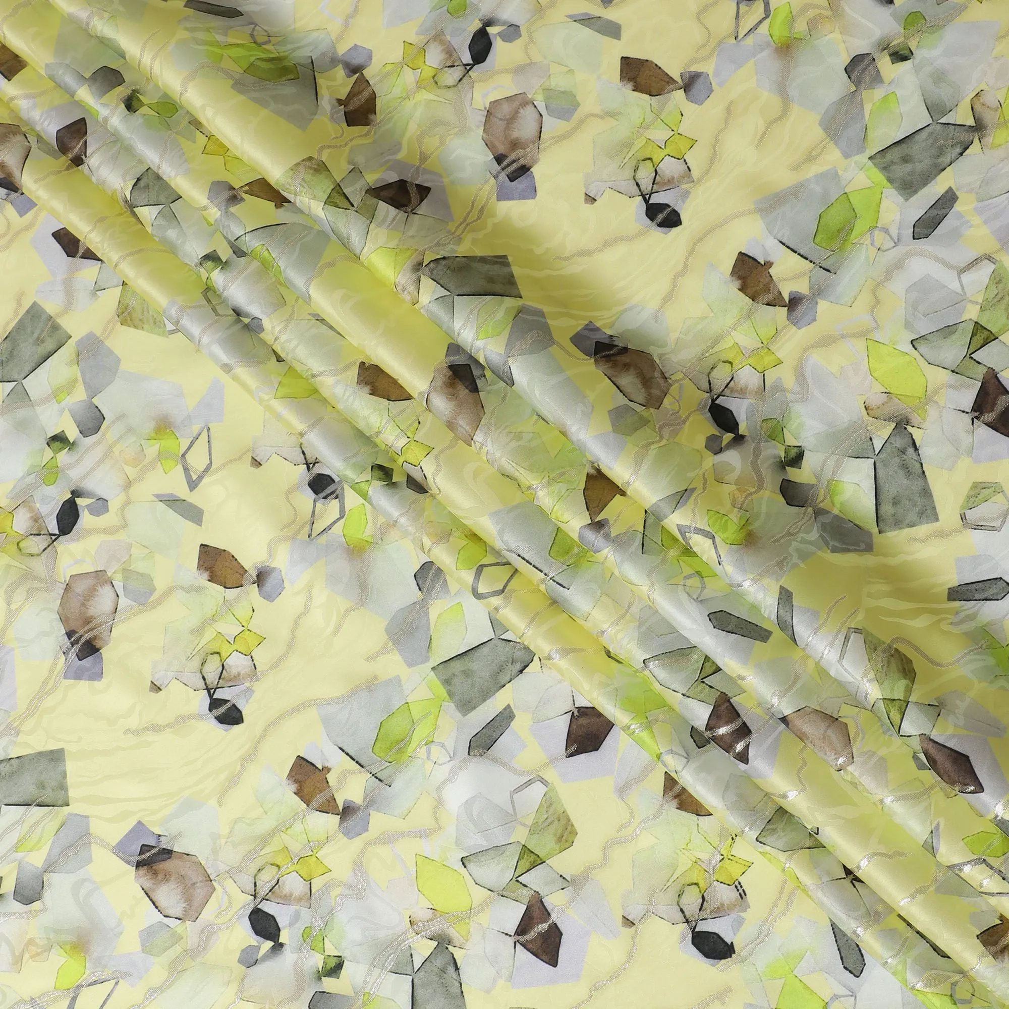 Lime Green Pure Silk Satin Fabric: Zesty and Fresh - D17616