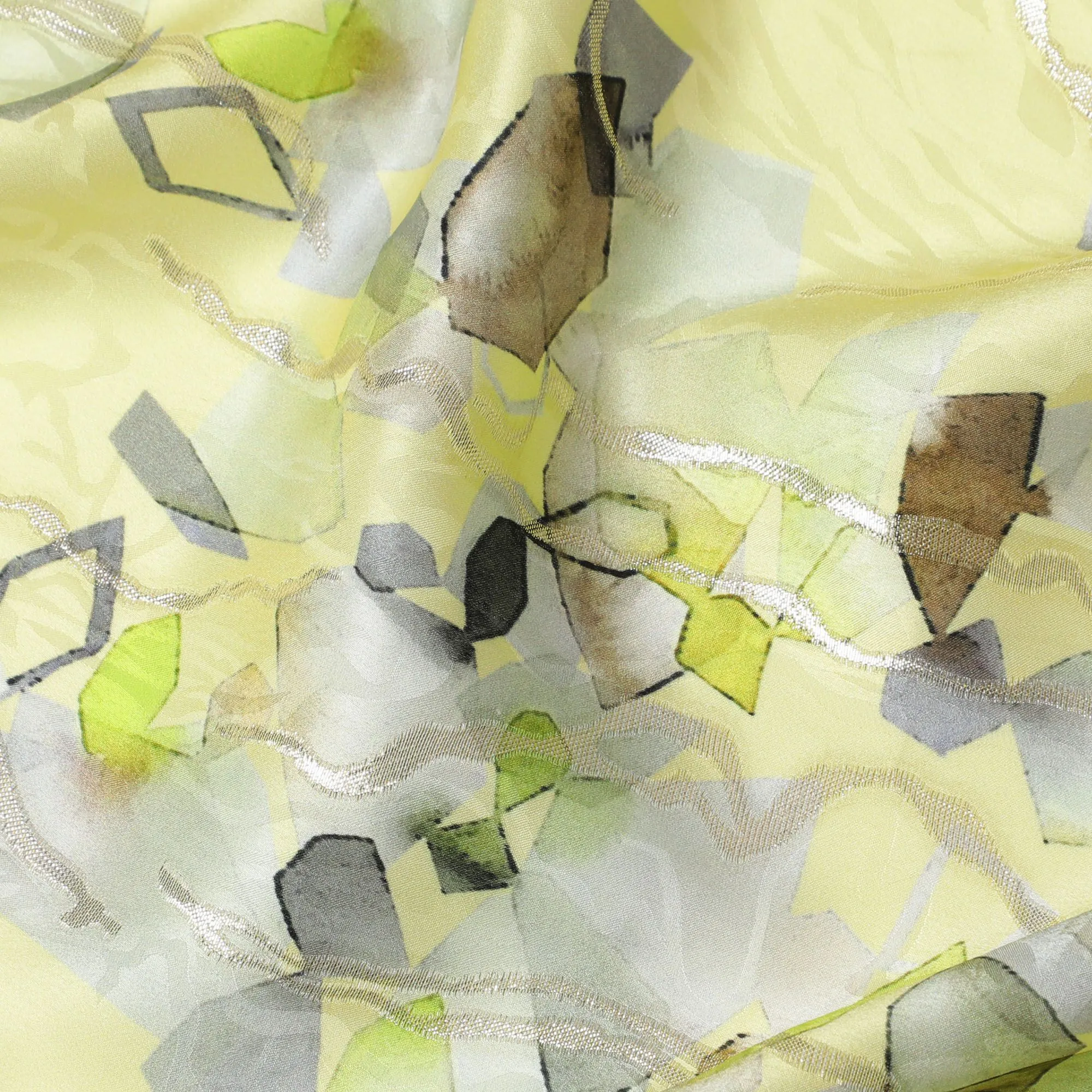 Lime Green Pure Silk Satin Fabric: Zesty and Fresh - D17616