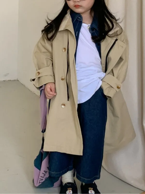 Little Girls Single Breasted Khaki Trench Coat Outerwear by Kaja Clothing-Dawn Jacket