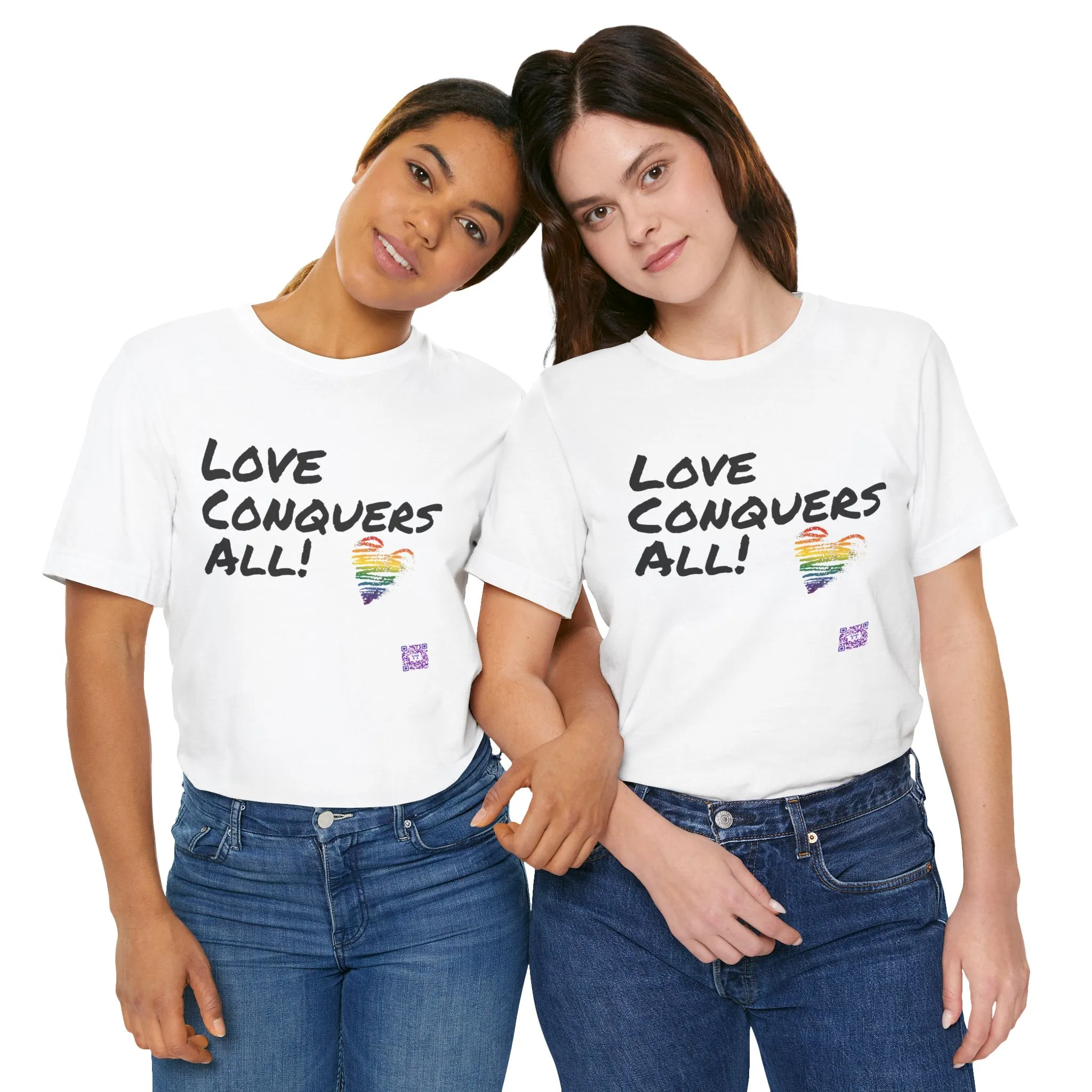 Love Conquers All T-Shirt LGBTQ Pride Tee Inspirational Rainbow Heart Shirt Graphic Print Equality Outfit