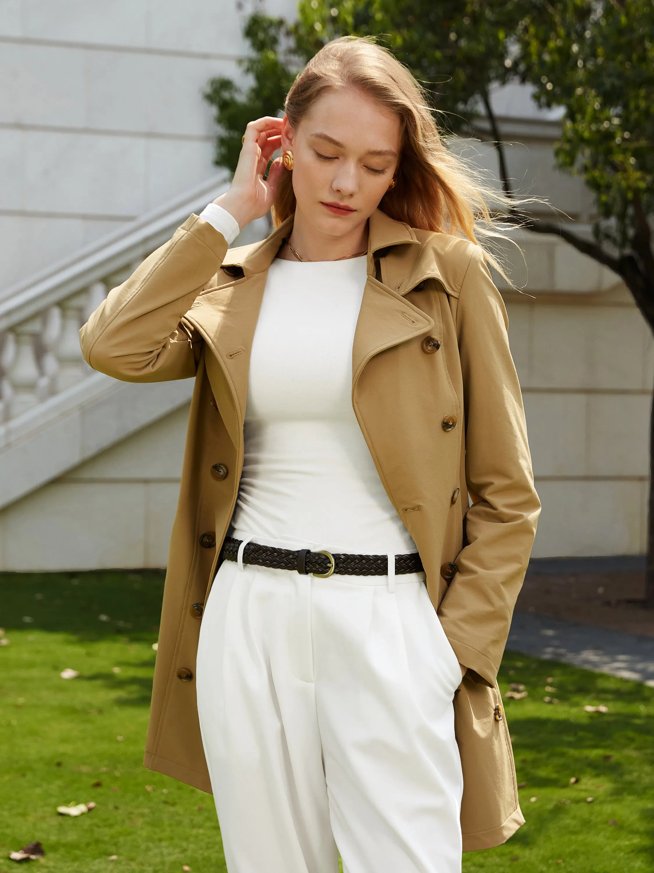 Matte Water-Repellent Trench Coat