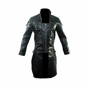 Men Black Leather Goth Matrix Trench Coat Steampunk Gothic Van Helsing- T20