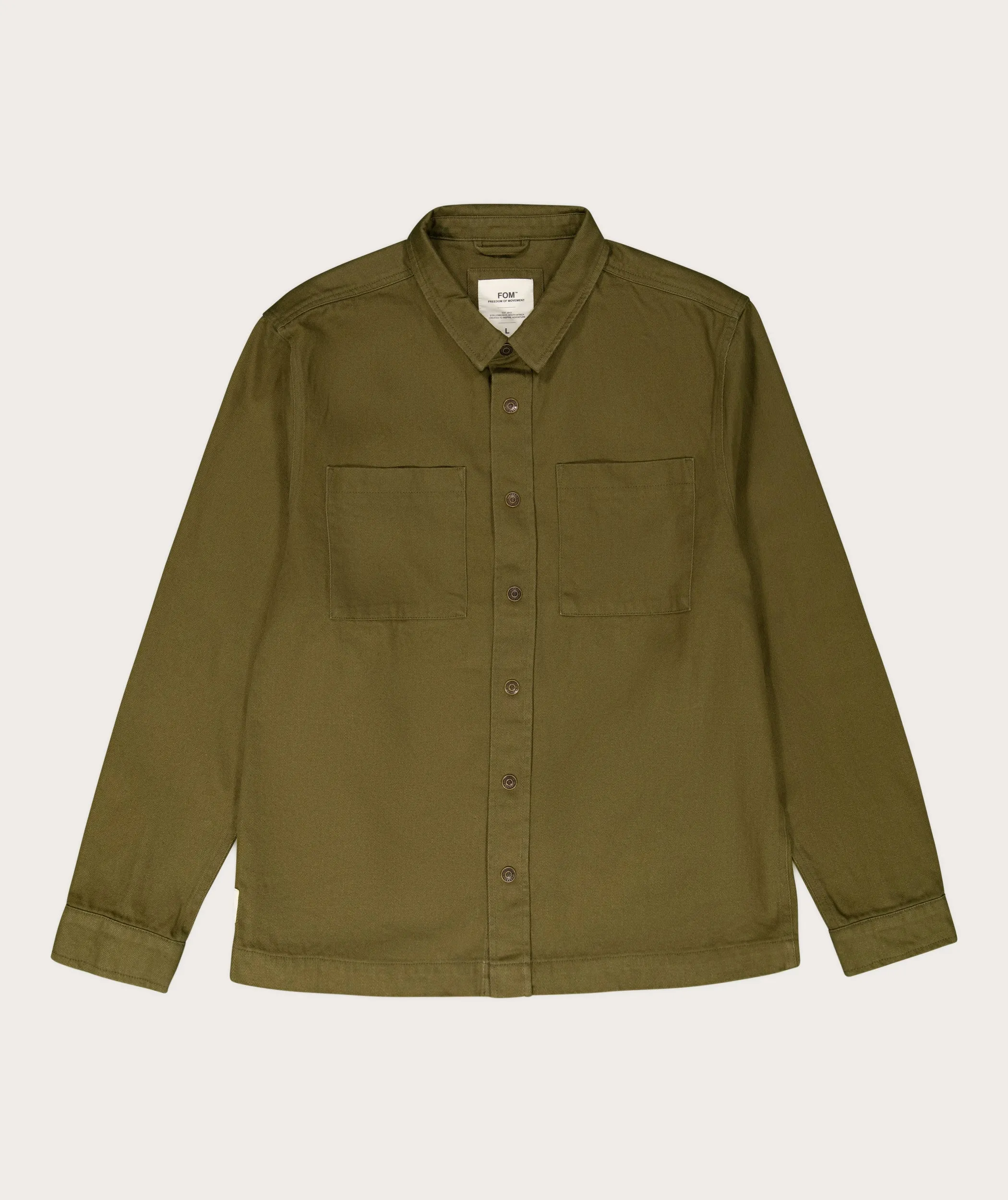 Mens Cotton Canvas Shacket - Dark Olive