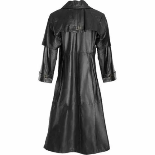 Men's Steampunk Gothic Leather Trench Coat Jacket Hugh Jackman Van Helsing Coat