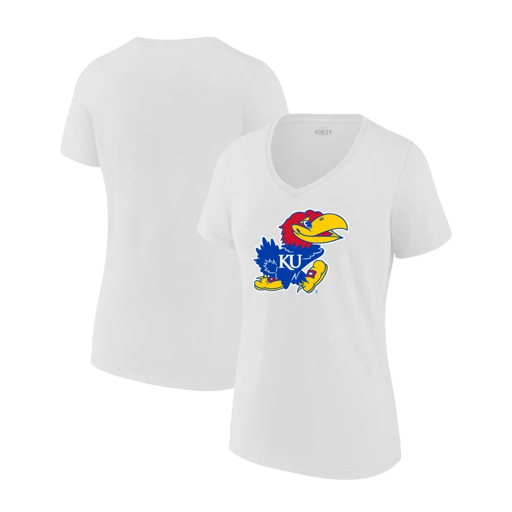 NCAA Kansas Jayhawks RYLKS06 Premium Womens Ideal V Neck T-Shirt