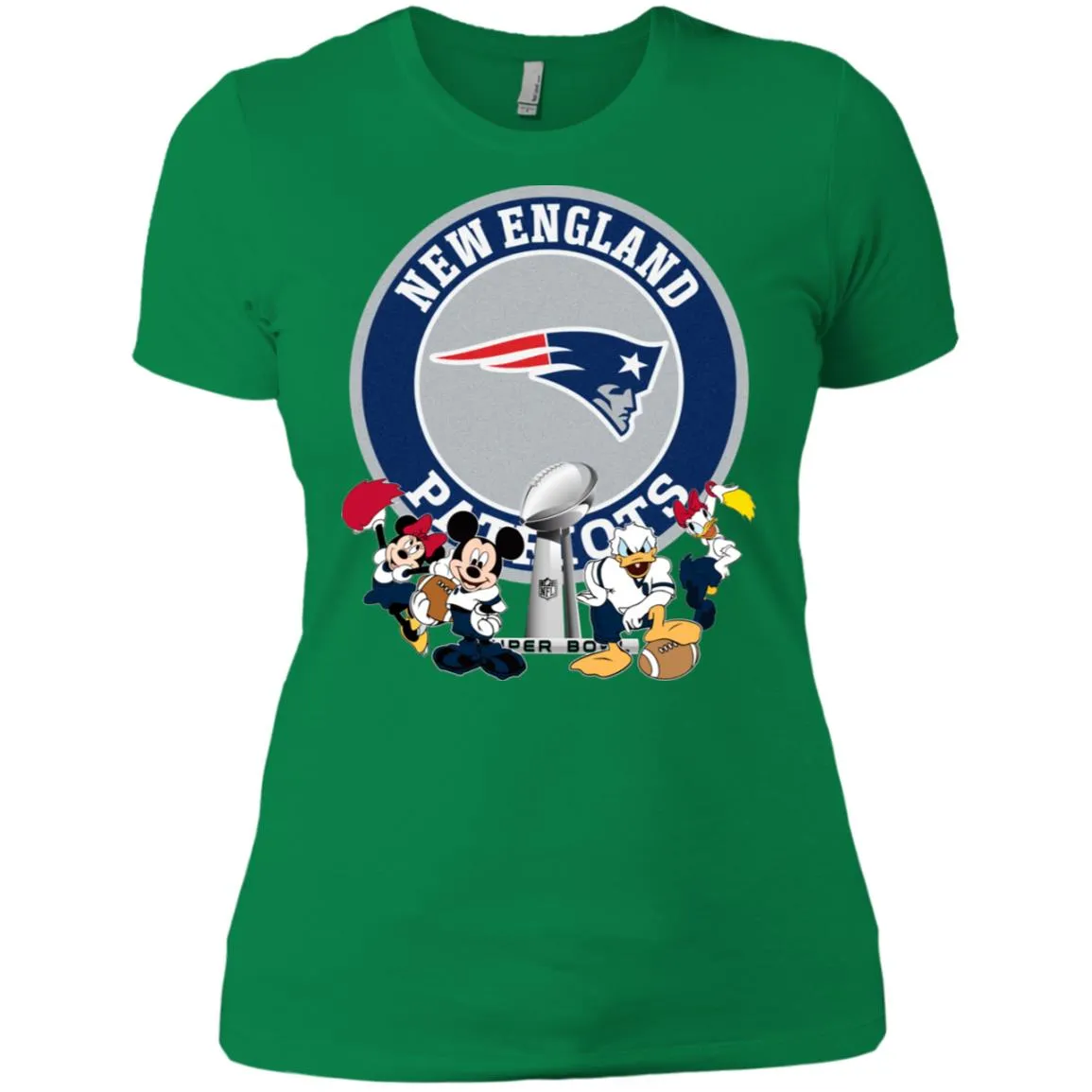 Nfl – New England Patriots Super Bowl 2019 Mickey Mouse Minnie Mouse Donald Duck Daisy Duck Football Women Cotton T-Shirt