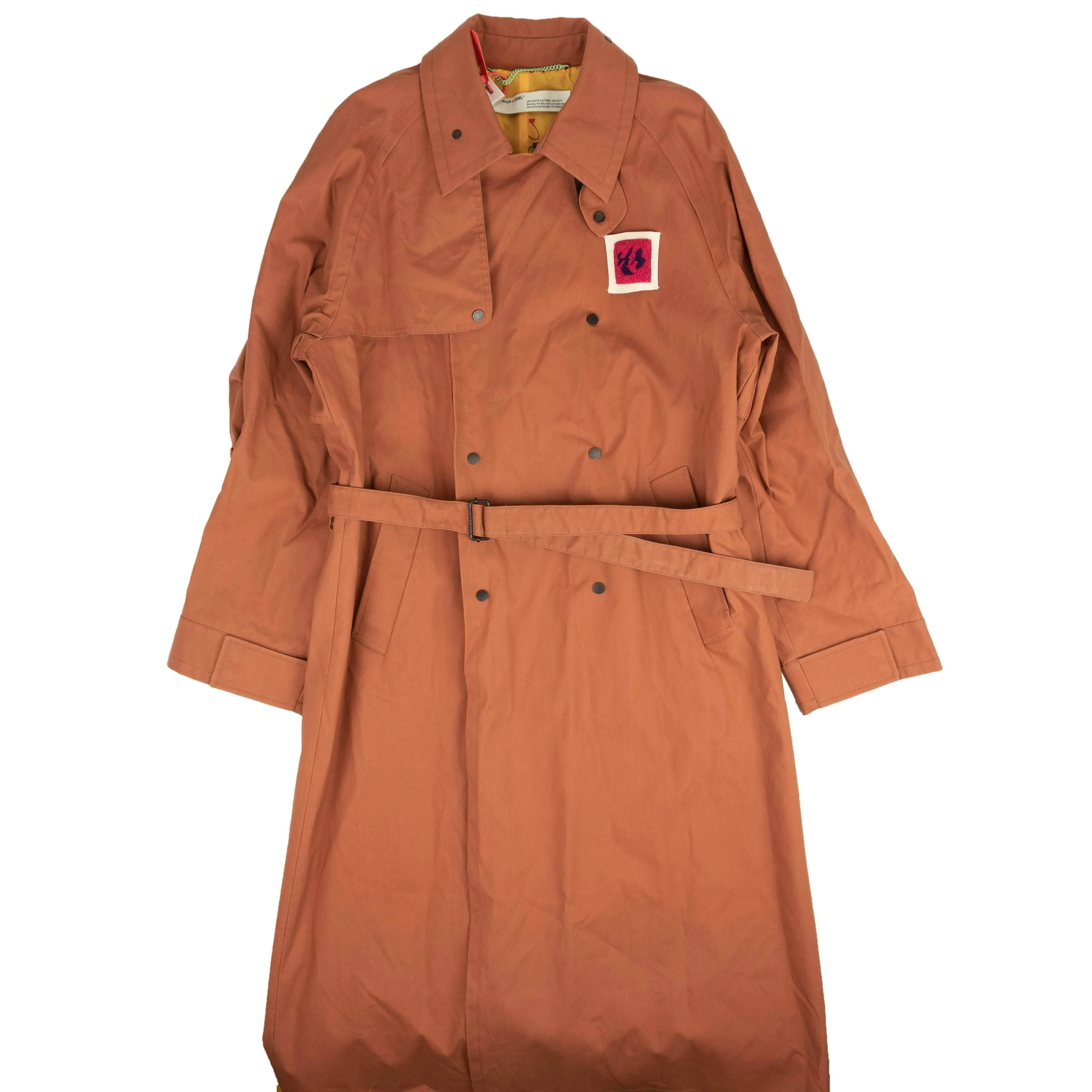 NWT OFF-WHITE C/O VIRGIL ABLOH Brown Contrast Trench Coat Size M $3080