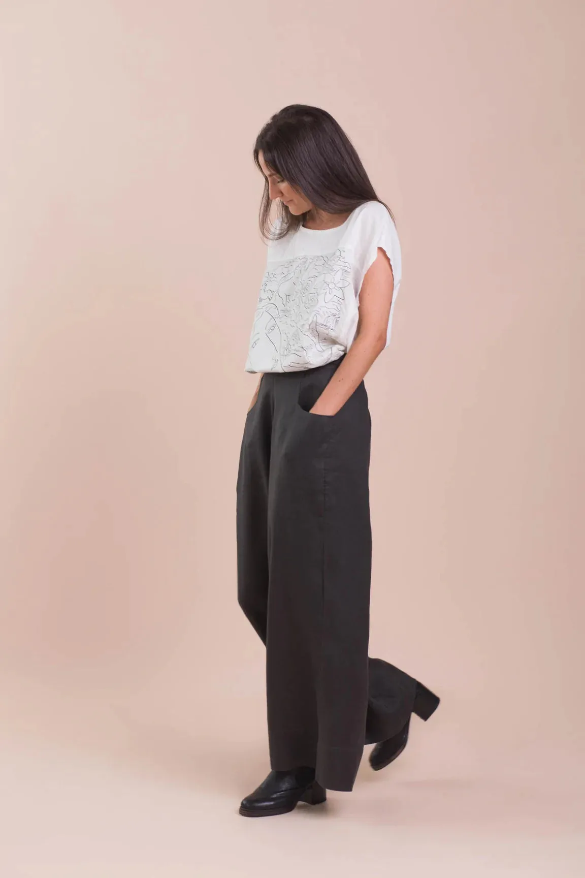 Ollie Linen Pant Carbon