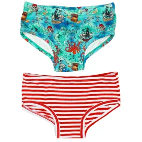 Pirate High Seas Treasure Map Girls Underwear Set of 2