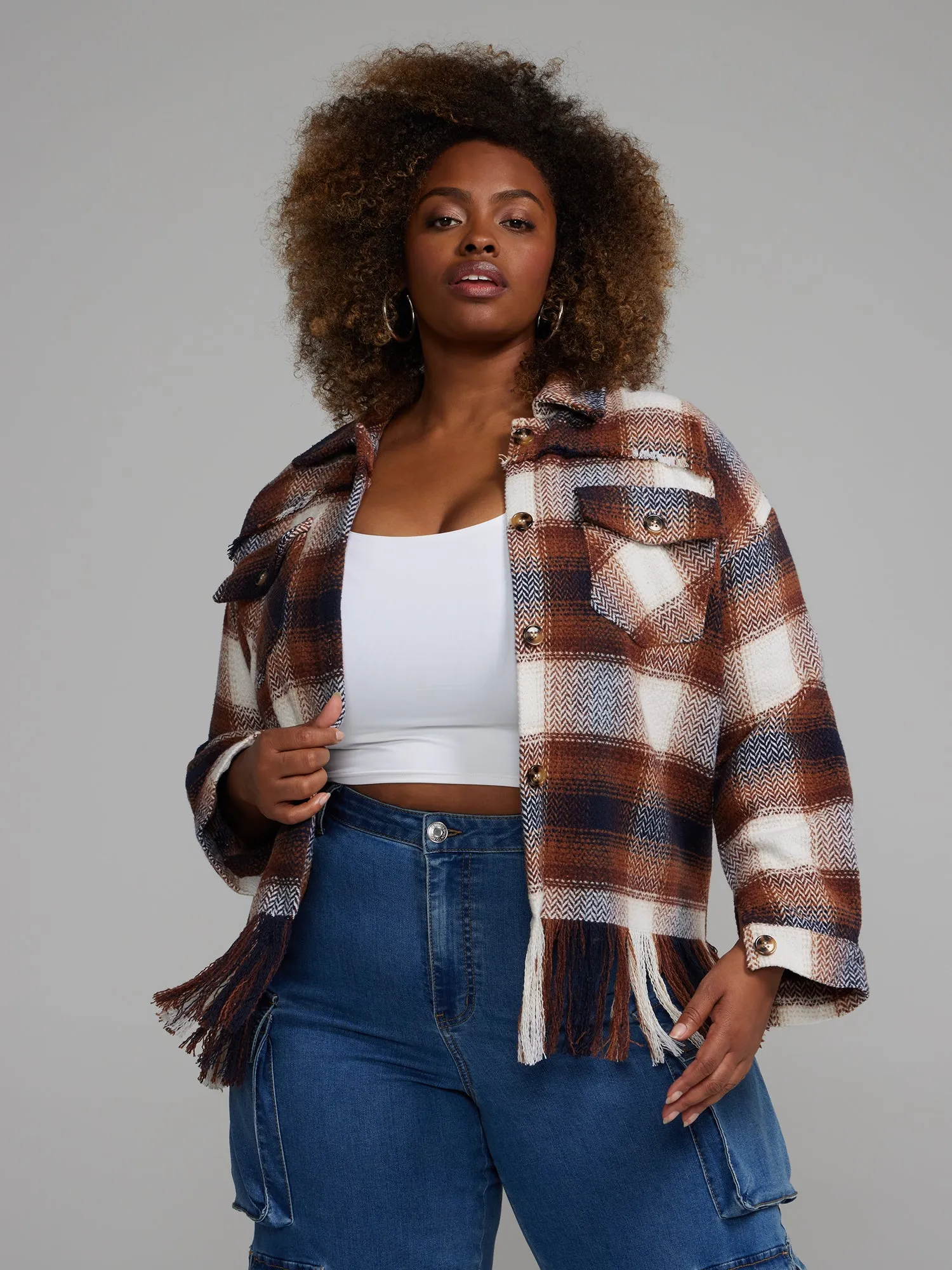 Plaid Fringe Shacket