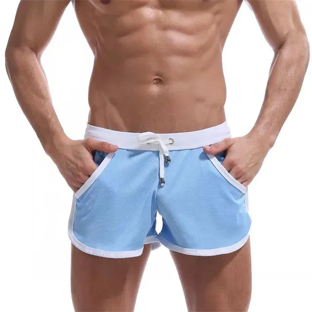 Pockets Solid Drawstring Mid-Waist Boxer