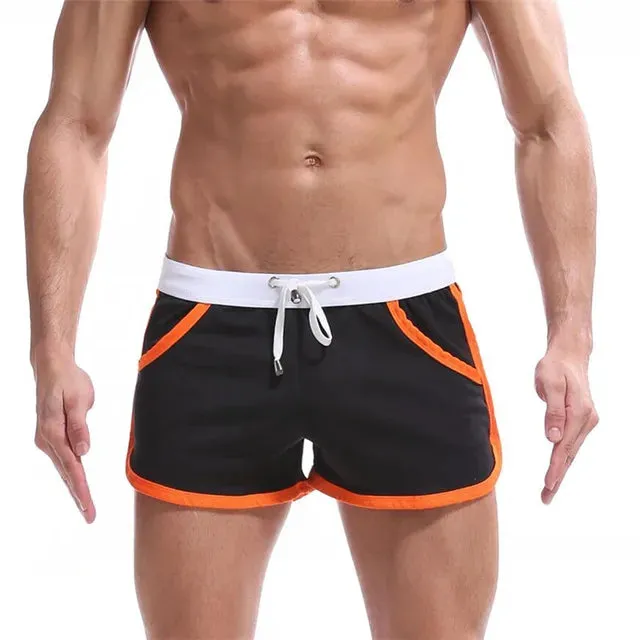 Pockets Solid Drawstring Mid-Waist Boxer