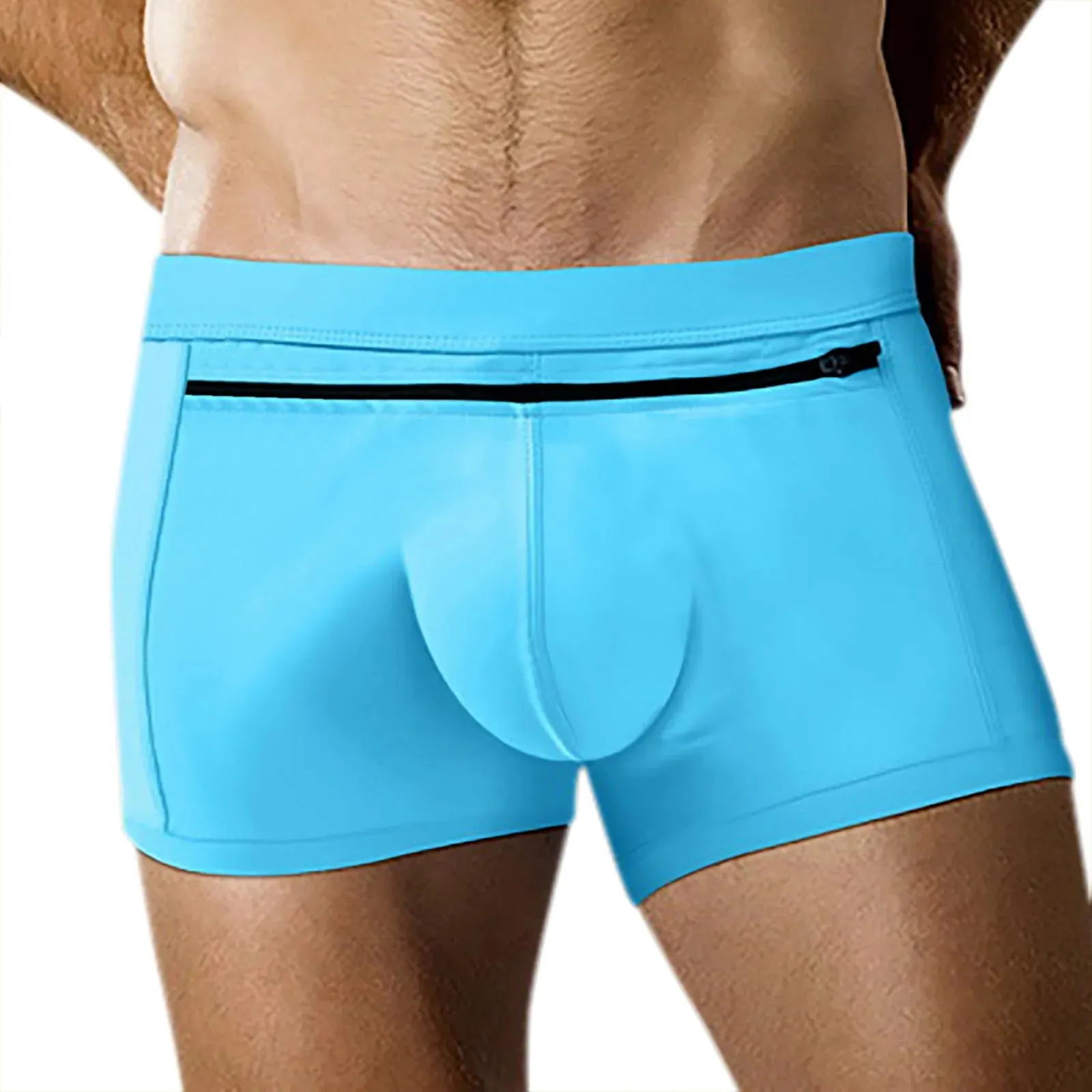 Pockets with Zipper Solid Boxer