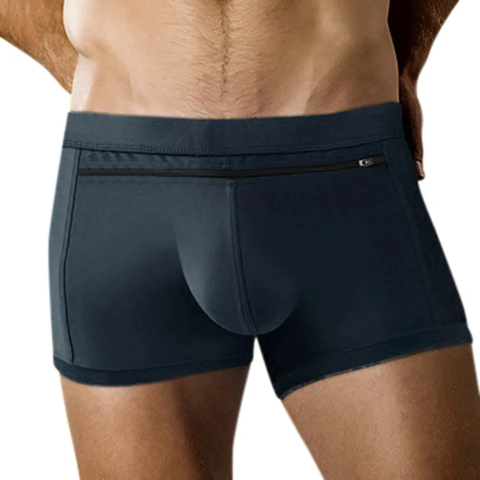 Pockets with Zipper Solid Boxer