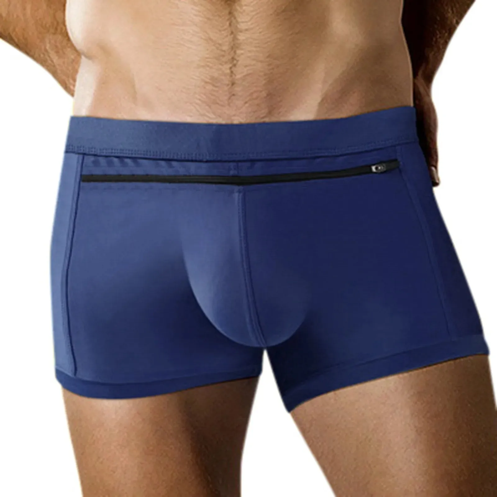 Pockets with Zipper Solid Boxer