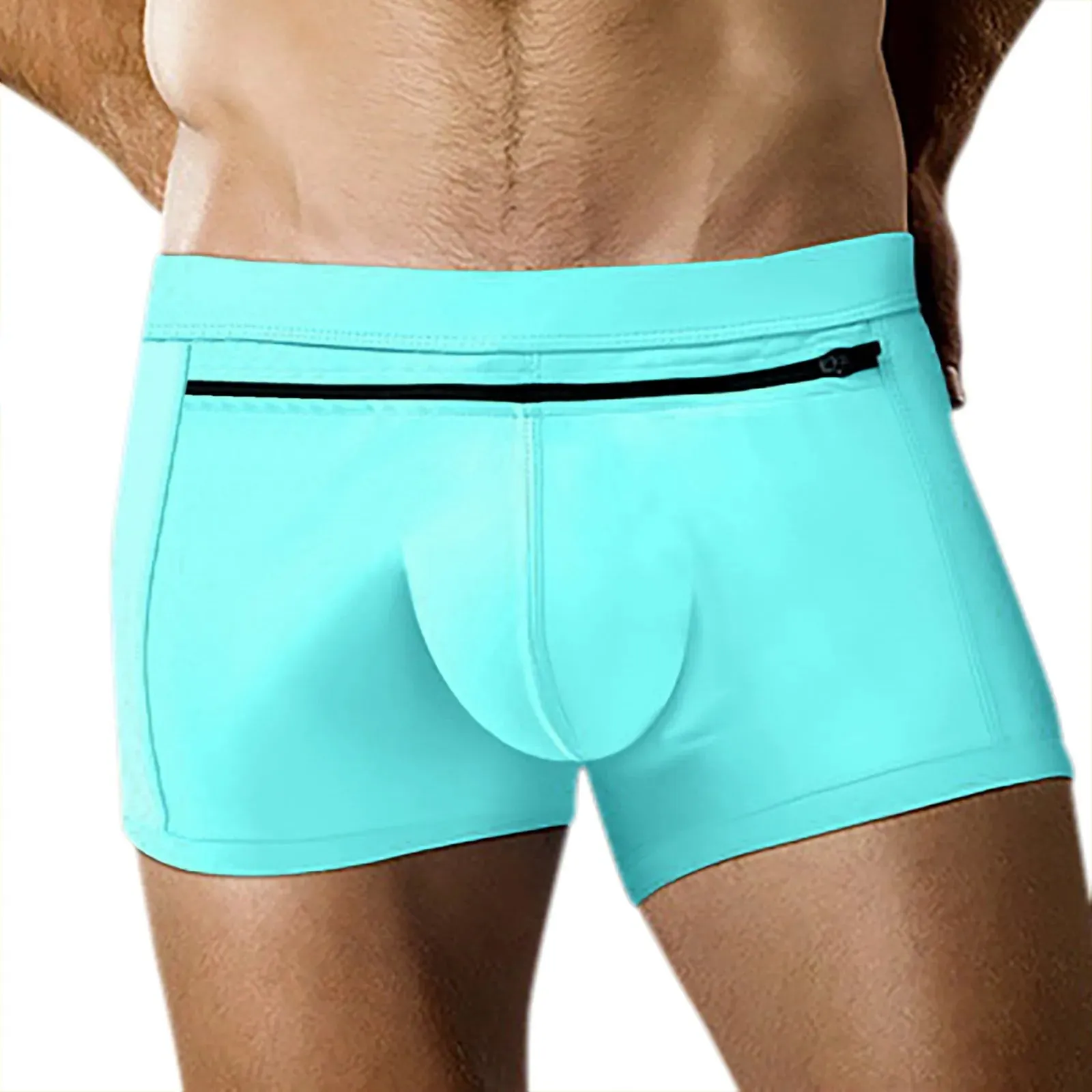 Pockets with Zipper Solid Boxer