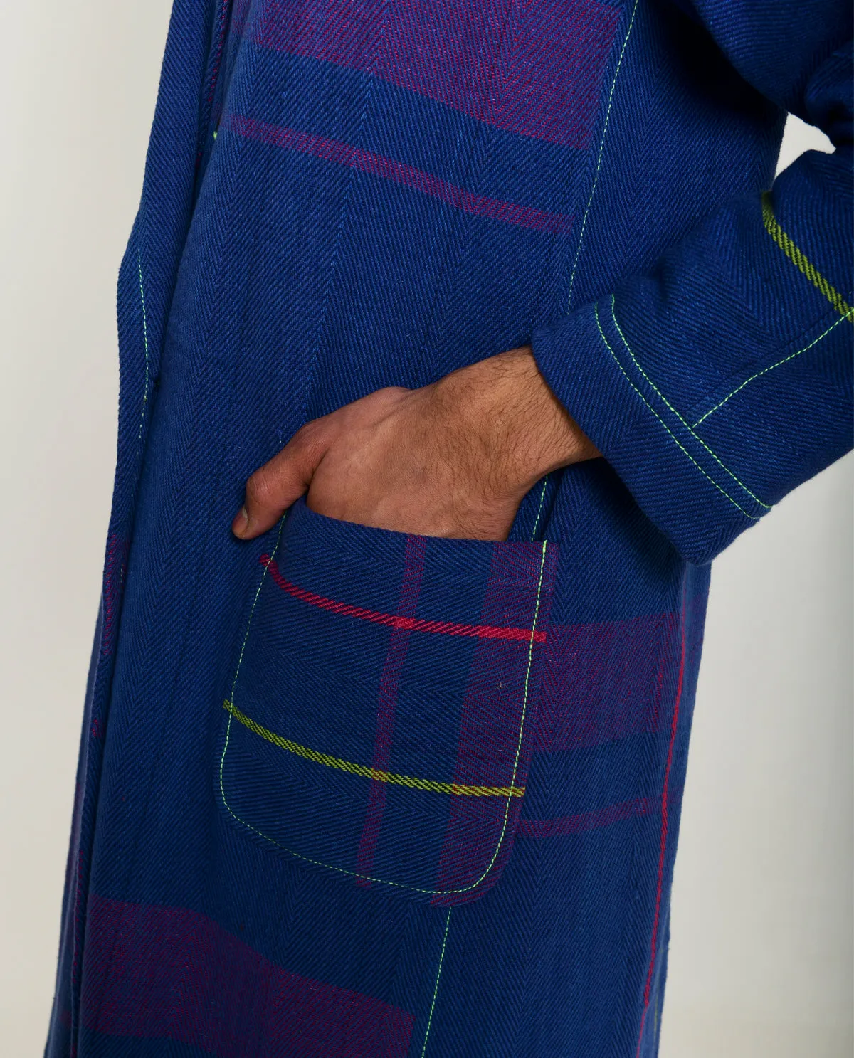 Recycled Blue Striped Cotton Trench Coat