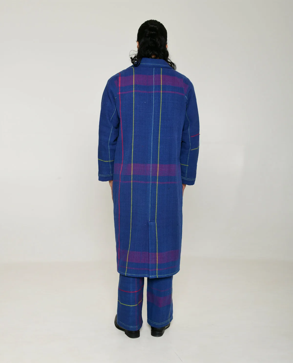 Recycled Blue Striped Cotton Trench Coat