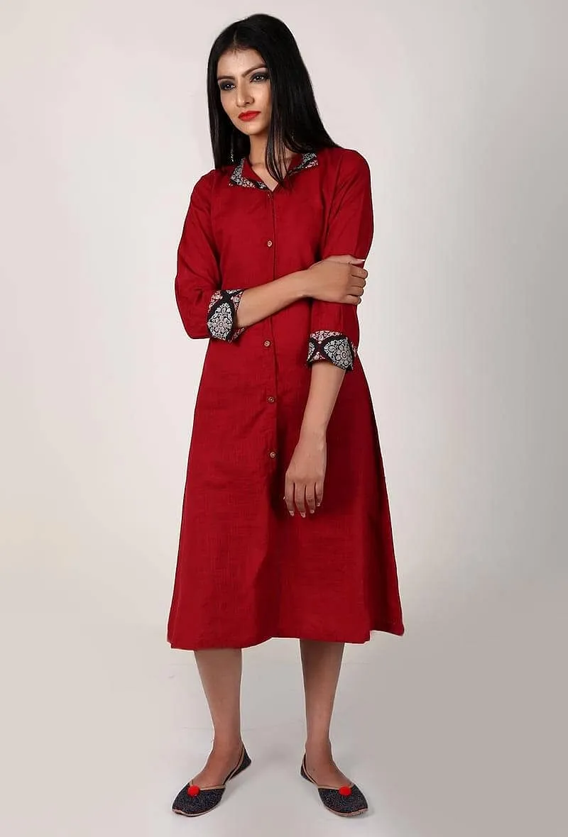 Red Ajrakh Shirt Jacket