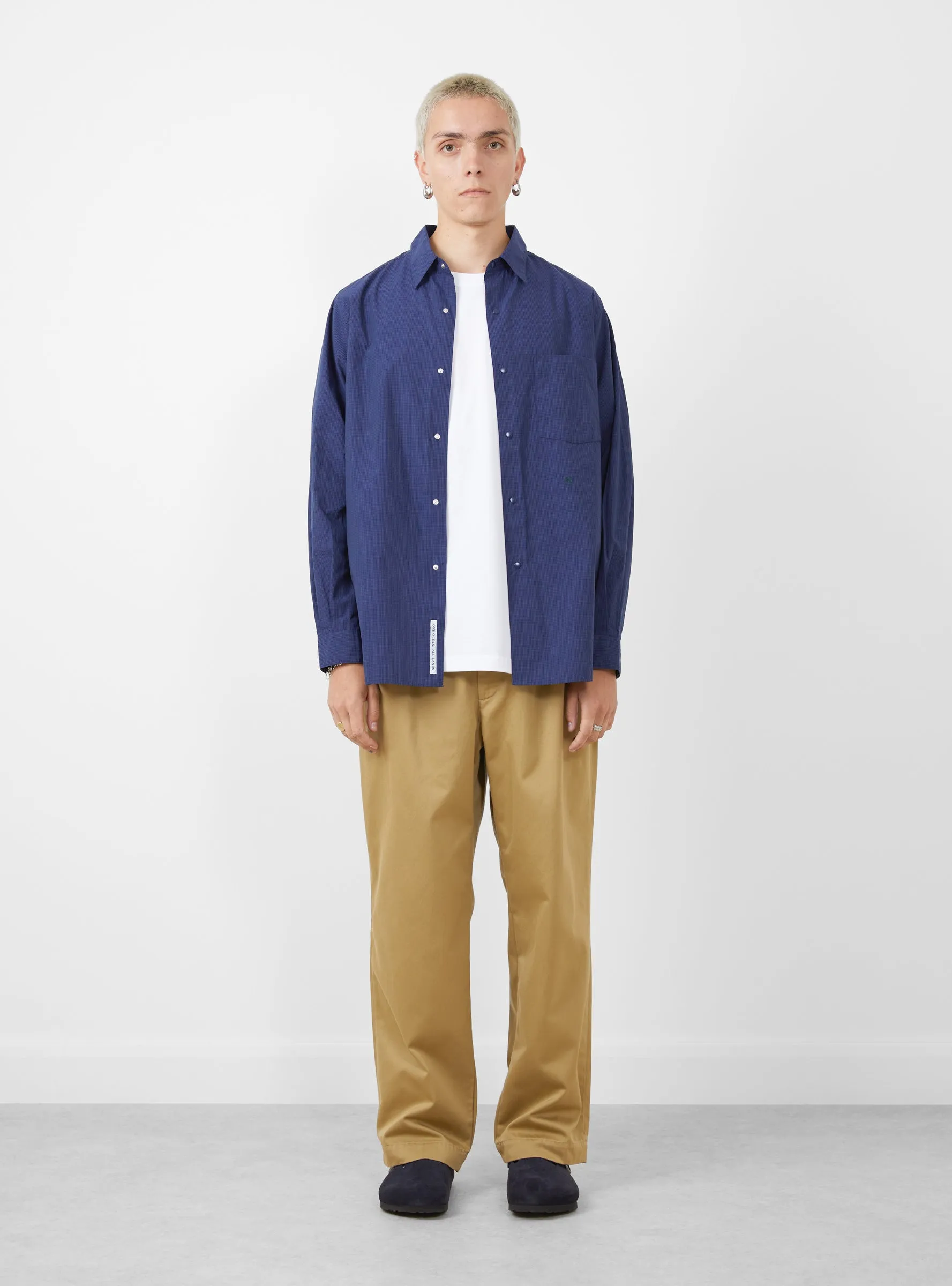 Regular Collar Wind Shirt Navy