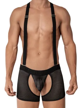 Roger Smuth Suspenders Mesh Chaps Jock Boxer Jock Strap Underwear Black RS017 Size M