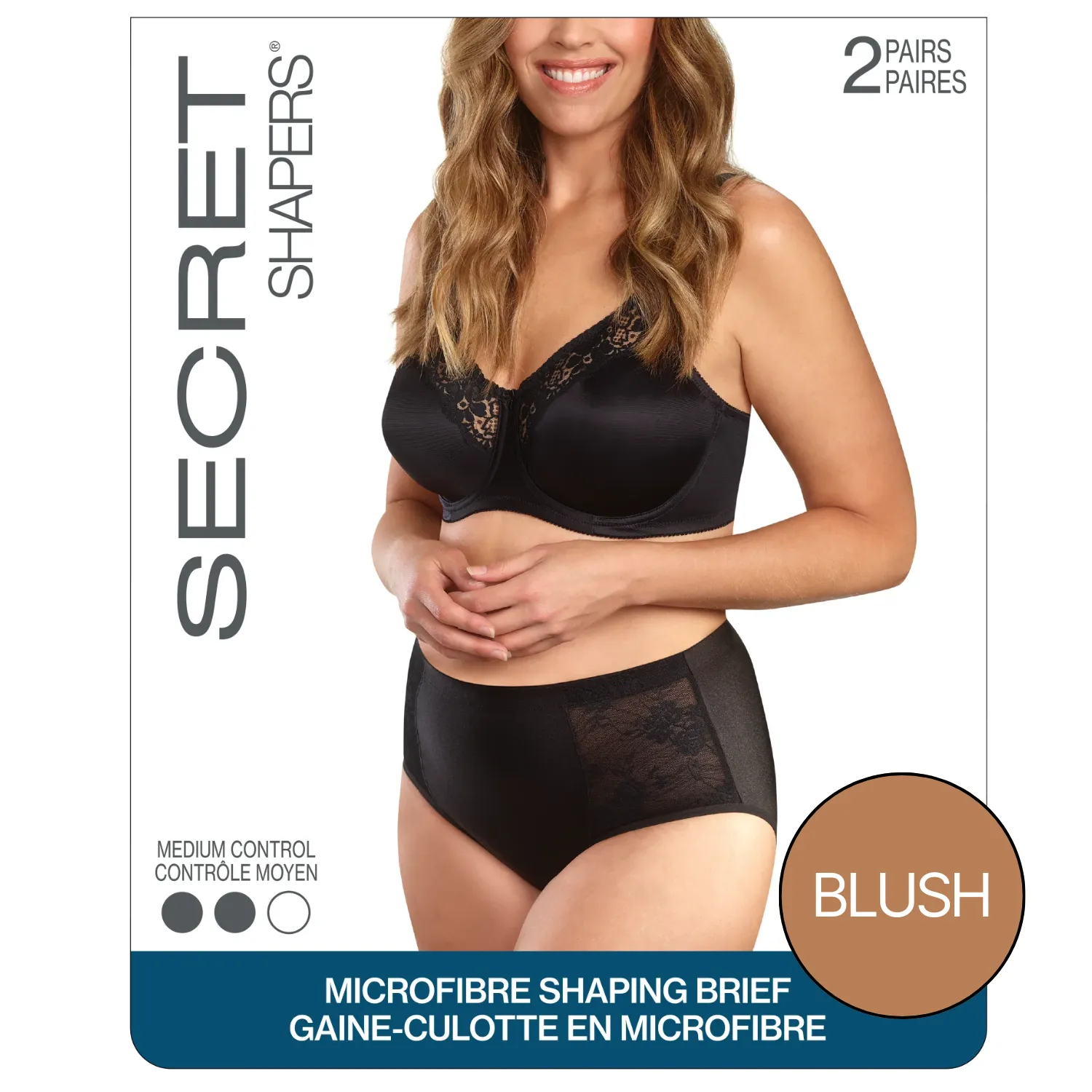 SECRET SHAPERS® Microfibre Shaping Brief with Lace - 2 Pairs