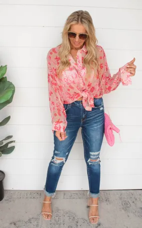 Sheer Floral Oversized Blouse Top | FINAL SALE