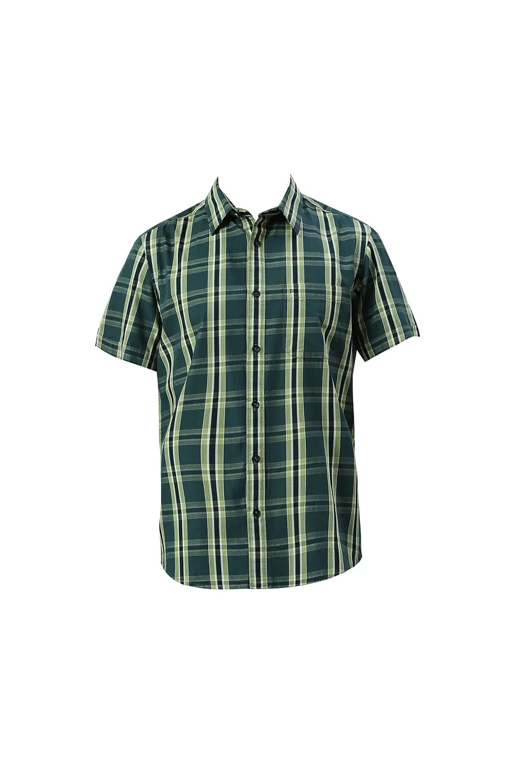 Slim Fit Cotton Cavalry Twill Checks Halfsleeves Shirt