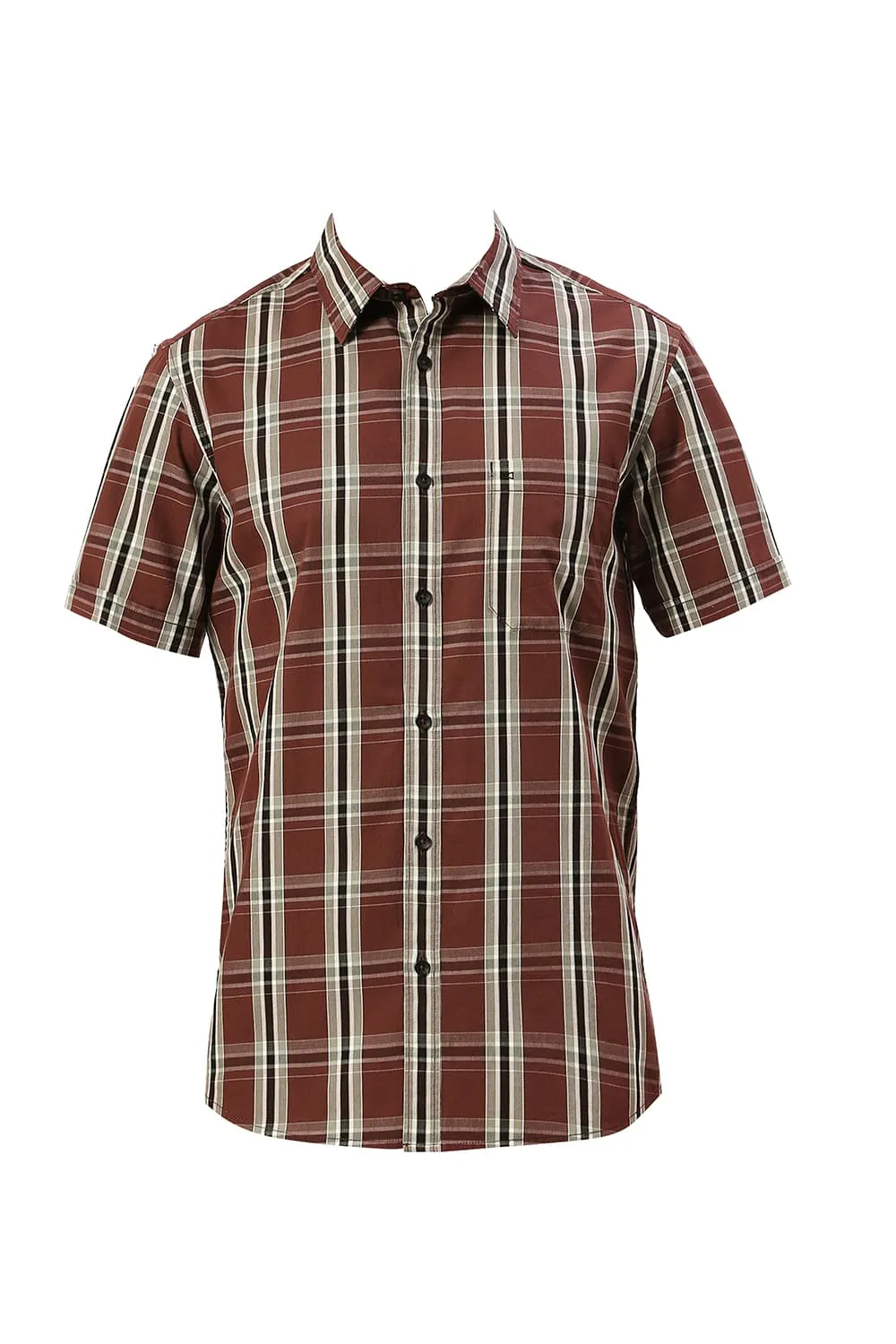 Slim Fit Cotton Cavalry Twill Checks Halfsleeves Shirt