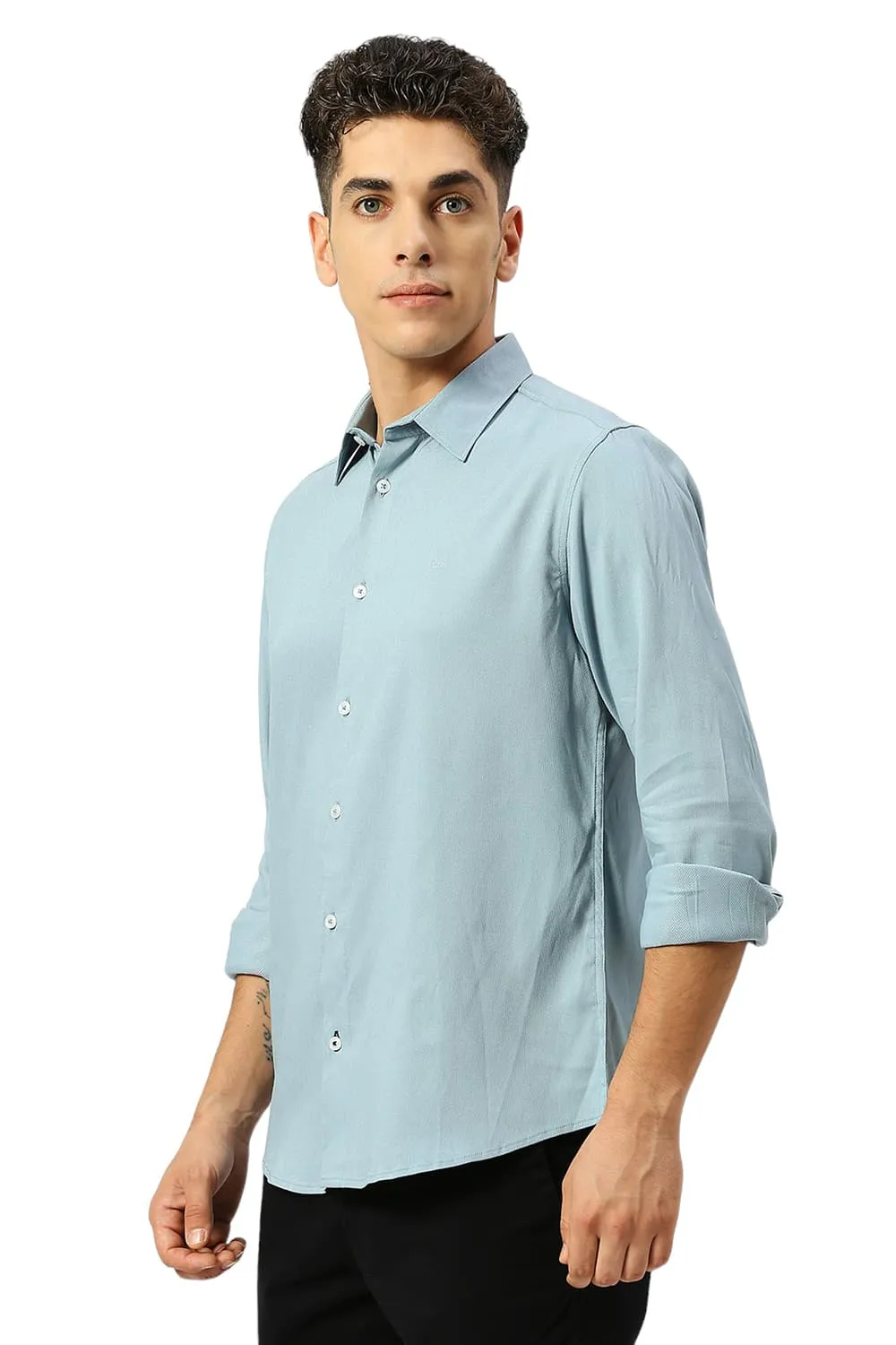 Slim Fit Viscose Polyester Stretch Dobby Shirt