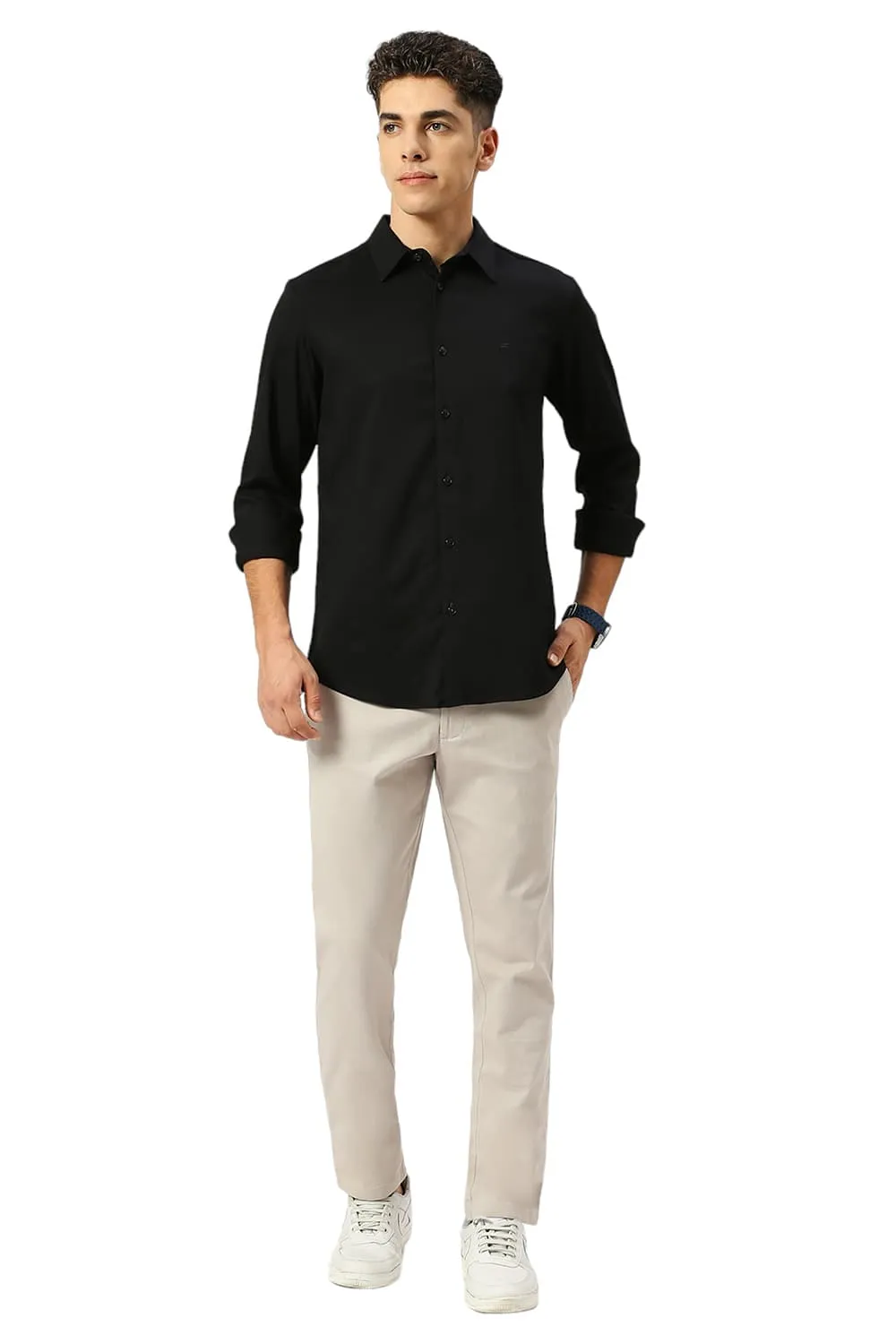 Slim Fit Viscose Polyester Stretch Dobby Shirt